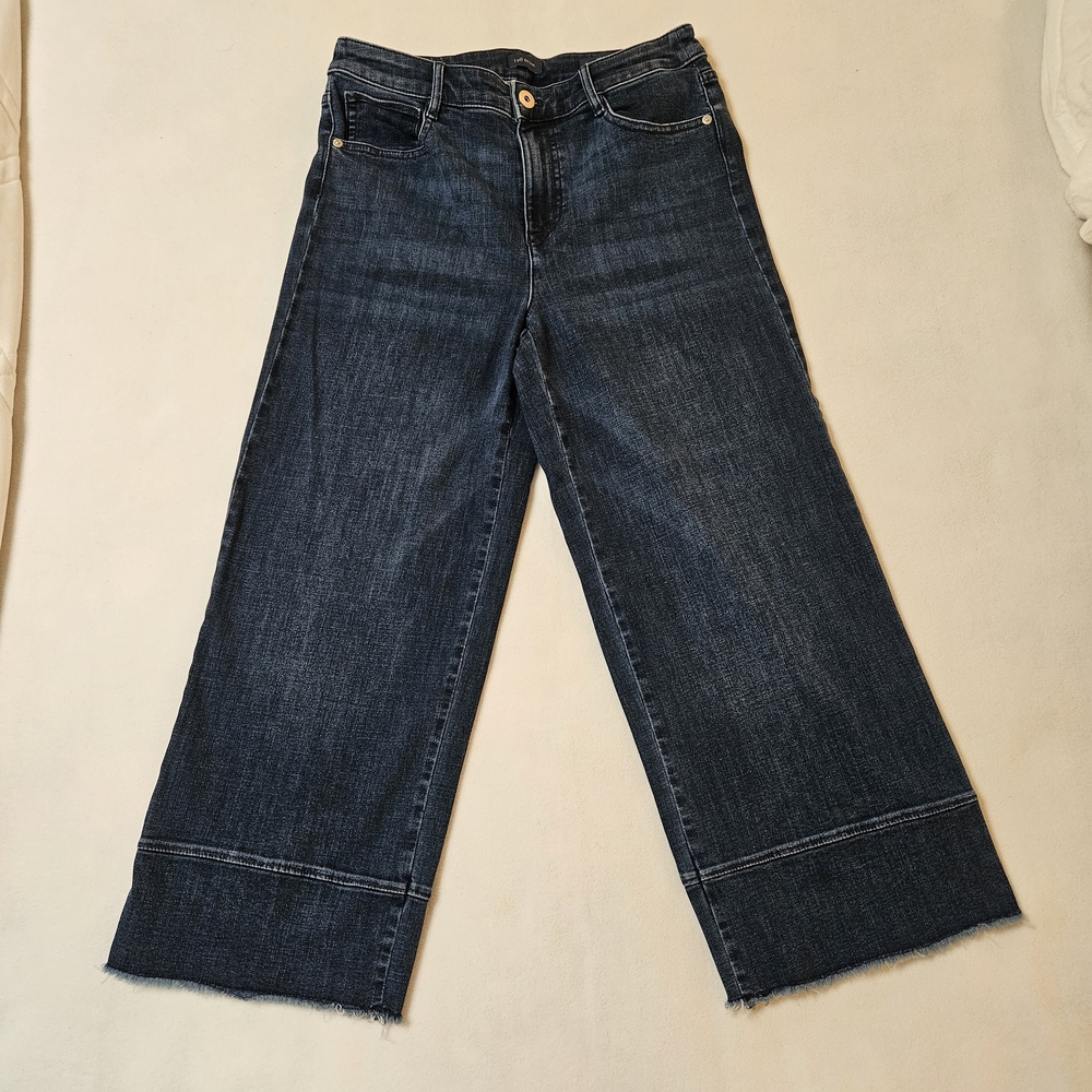 J. JILL High-Rise Full-Leg Crops Jeans Raw Hem in Ink Wash Size 8